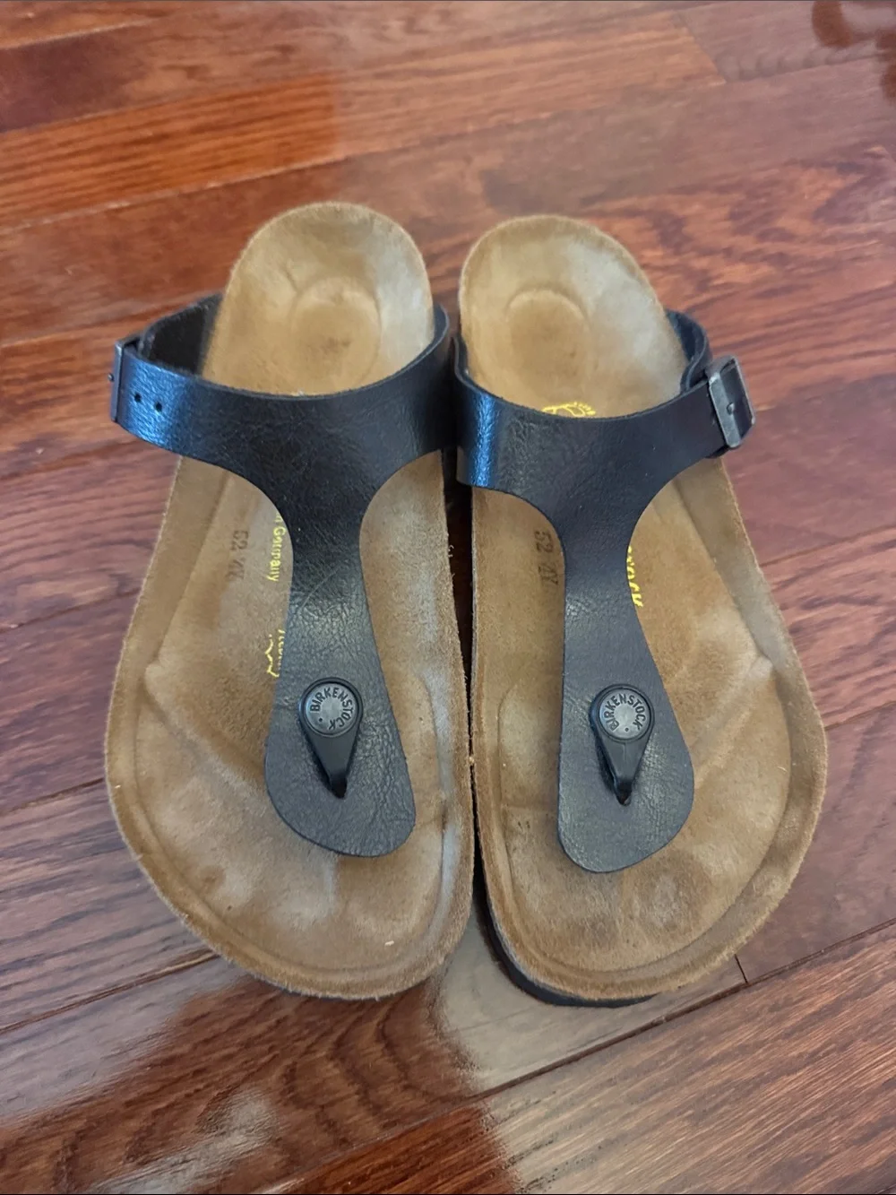 Birkenstock Kids Black Thong Sandals with Suede Footbed